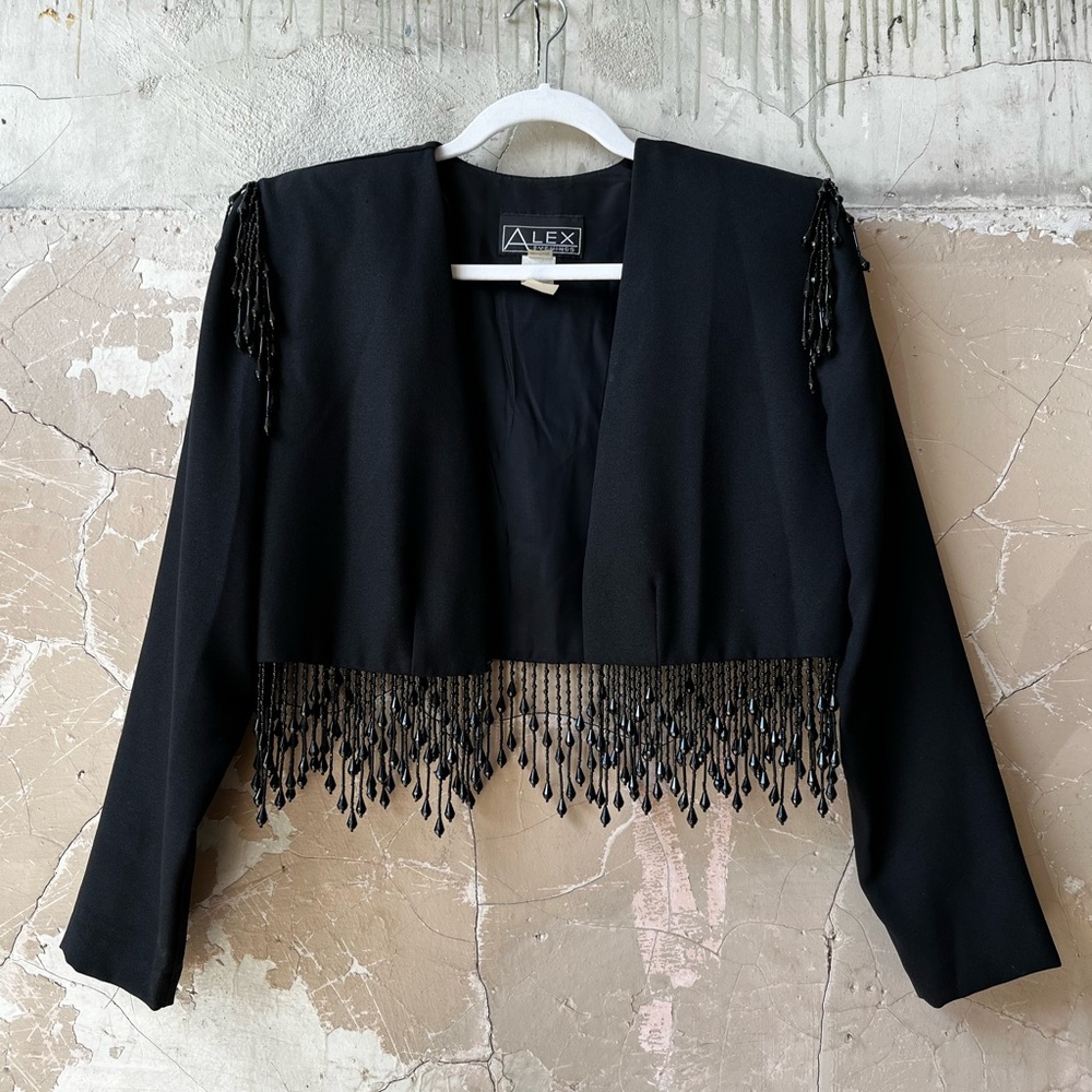 Vintage Cropped Beaded Blazer